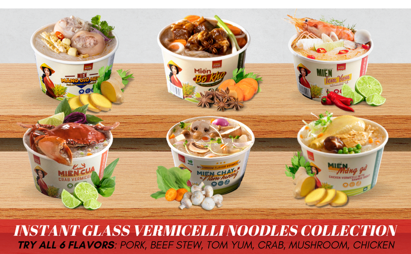 Pork and Bamboo Shoot Glass Vermicelli Glass Instant Noodle Bowl - (Pack of 9)
