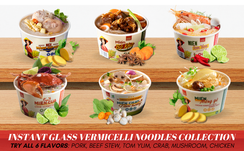 Tom Yum Vermicelli Glass Instant Noodle Bowl - (Pack of 9)