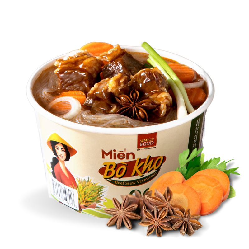 Beef Stew Vermicelli Glass Instant Noodle Bowl - (Pack of 9)