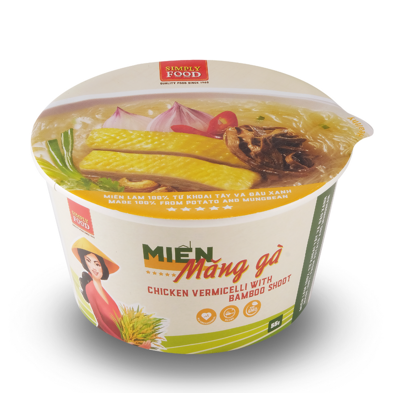 Chicken and Bamboo Shoot Vermicelli Glass Instant Noodle Bowl - Available in Bowl or Bag Option!
