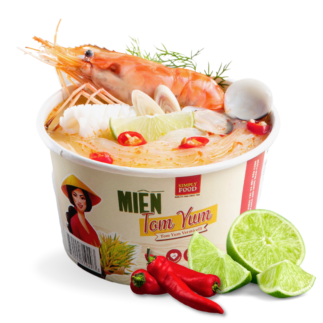 Mien Tom Yum Instant Thai Flavored Glass Noodle Soup 9 Pack Clear